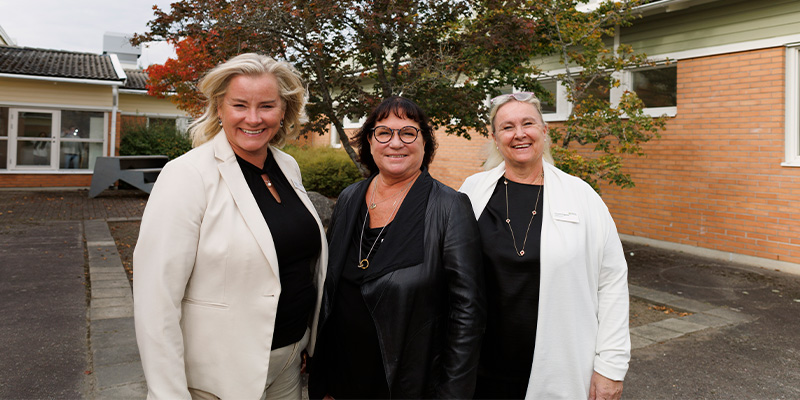 Från vänster till höger, biträdande rektor Cilla Peiró, rektor Gabriella Ekström Filipsson, biträdande rektor Jeannette Sångefjord.Foto: Noak Martinsson
