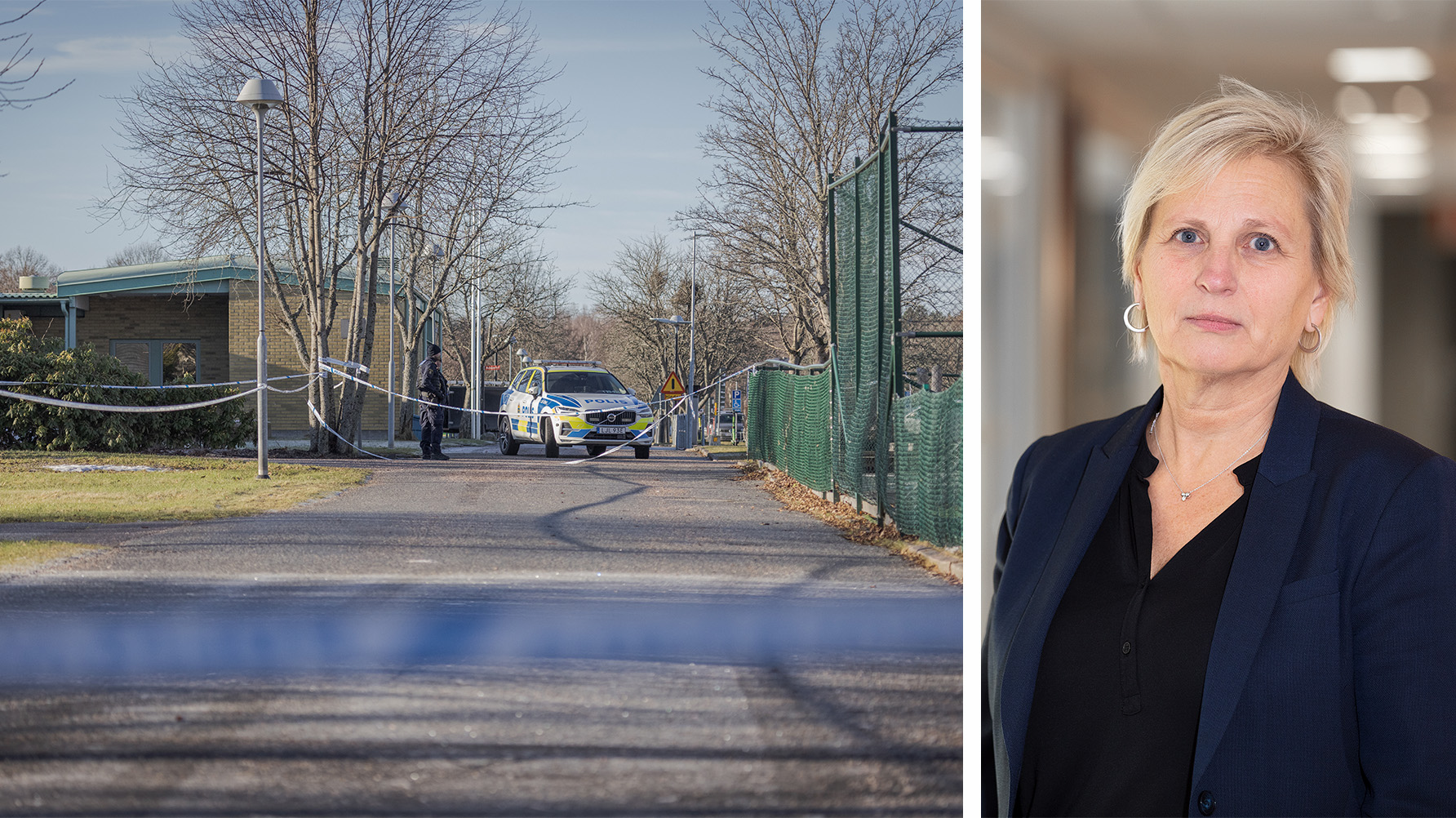 Polisavspärrning vid Campus Risbergska, Katarina Arkehag, förvaltningsdirektör. Foto: Johannes Äng/Magnus Wahman/Örebro kommun