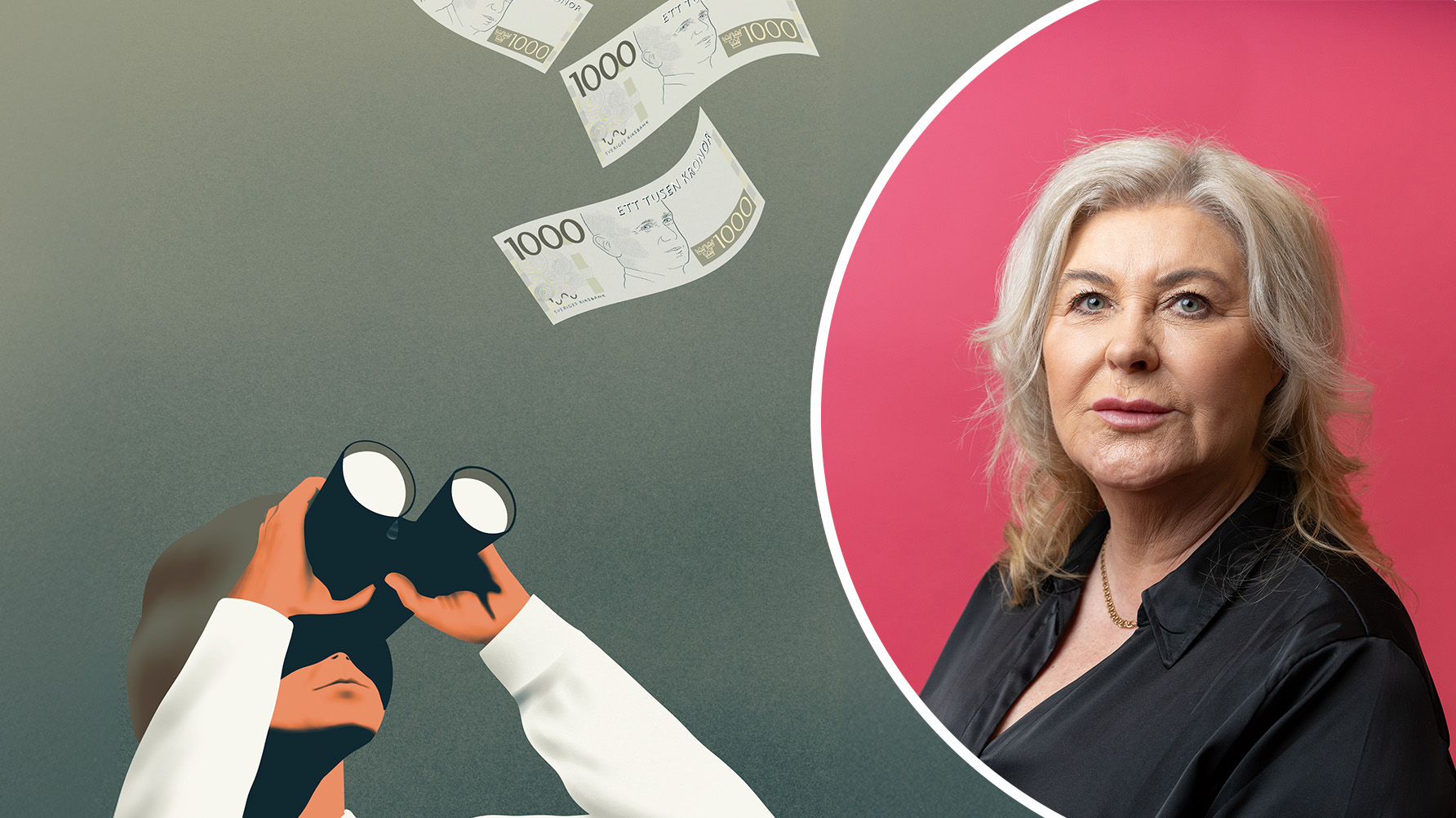 Ann-Charlotte Gavelin Rydman, förbundsordförande för Sveriges Skolledare. Foto: Ola Westerberg/Illustration: Johan Nord