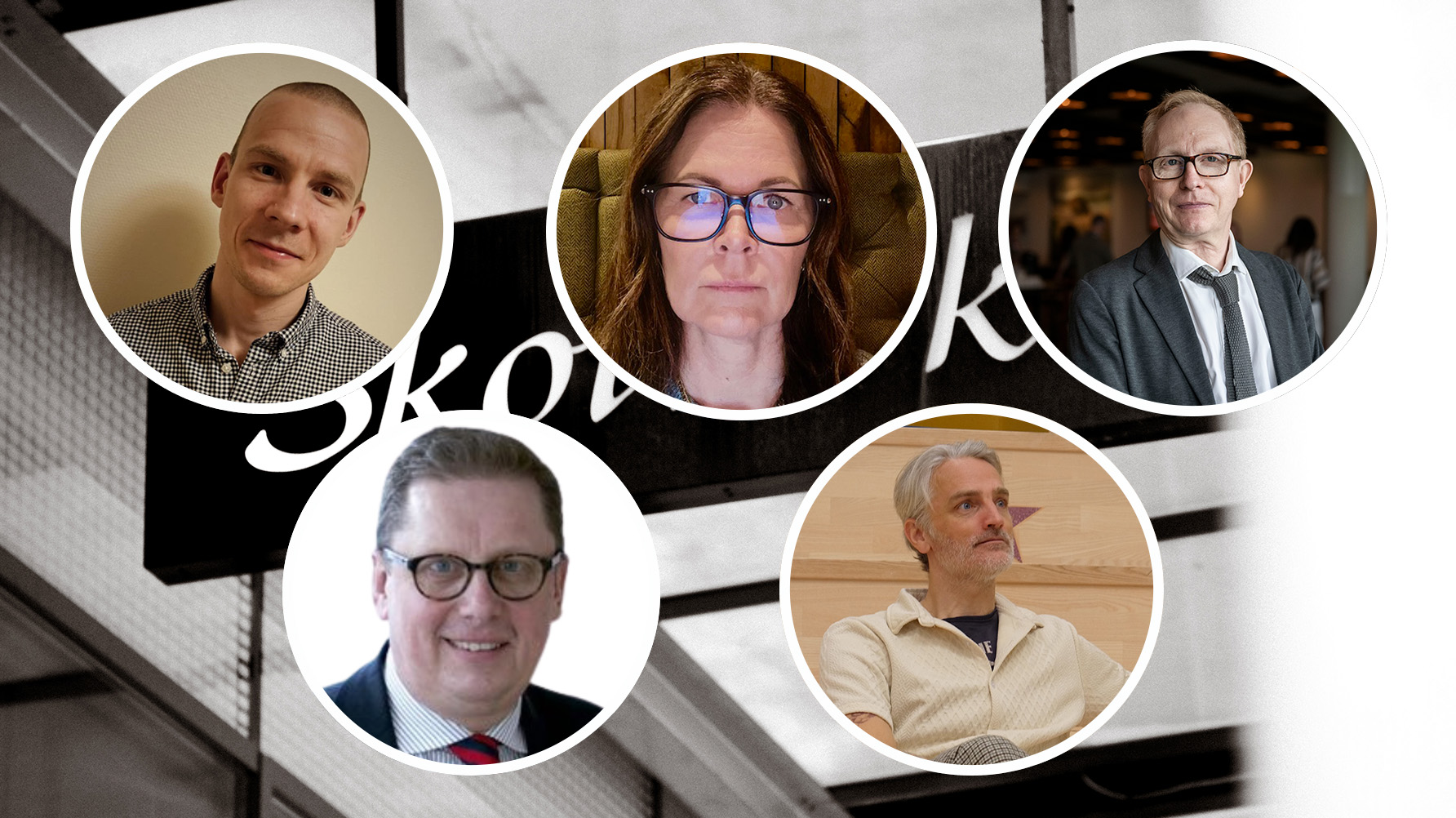 Skolledarna Philip Landström, Ann-Charlotte Låks, Emil Kilsäter, Per Ola Olsson och Fredrik Plahn är kritiska till Skolverkets hantering av digitala nationella proven, där två delprov nu tvingas ställas in. Foto: Johanna Säll/Privat