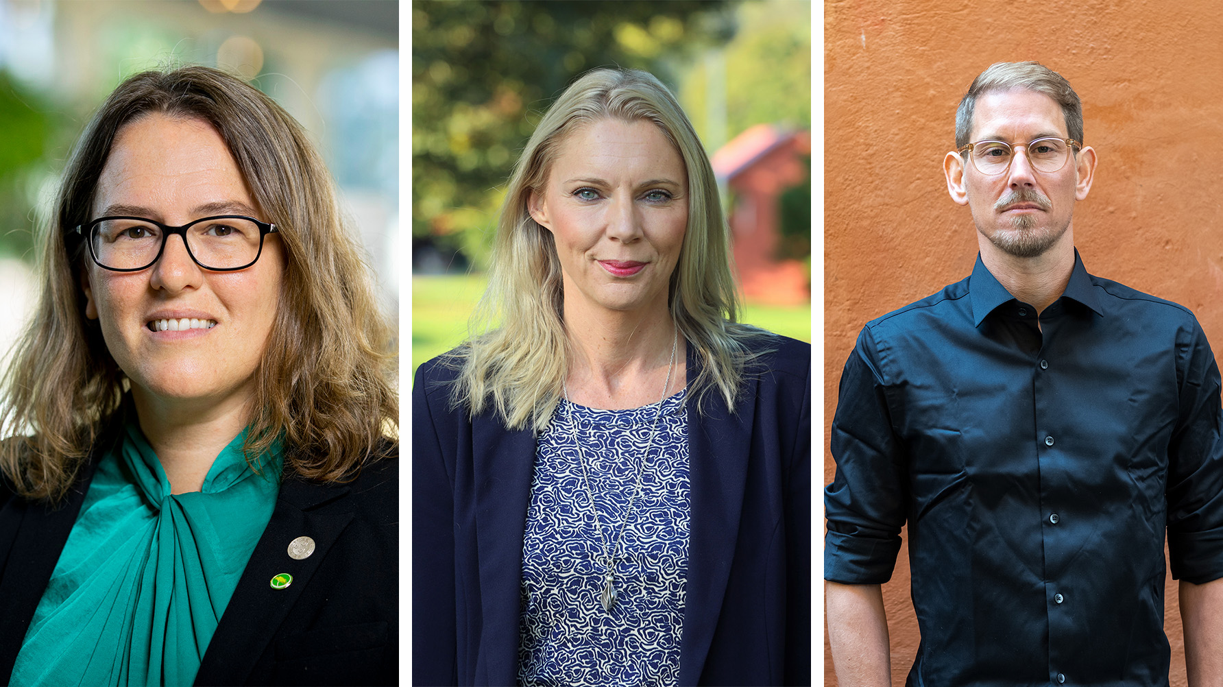 Camilla Hansén, Åsa Westlund och Niels Paarup-Peterson. Foto: Miljöpartiet, Emmy Sjöblom, Centerpartiet