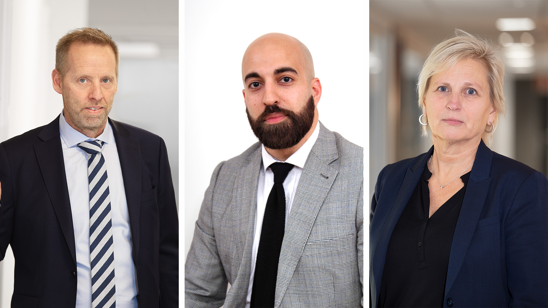 På bild: Kommundirektör Peter Larsson och förvaltningsdirektörerna Nima Poushin och Katarina Arkehag. Foto: Malin Friback och Magnus Wahman/Örebro kommun