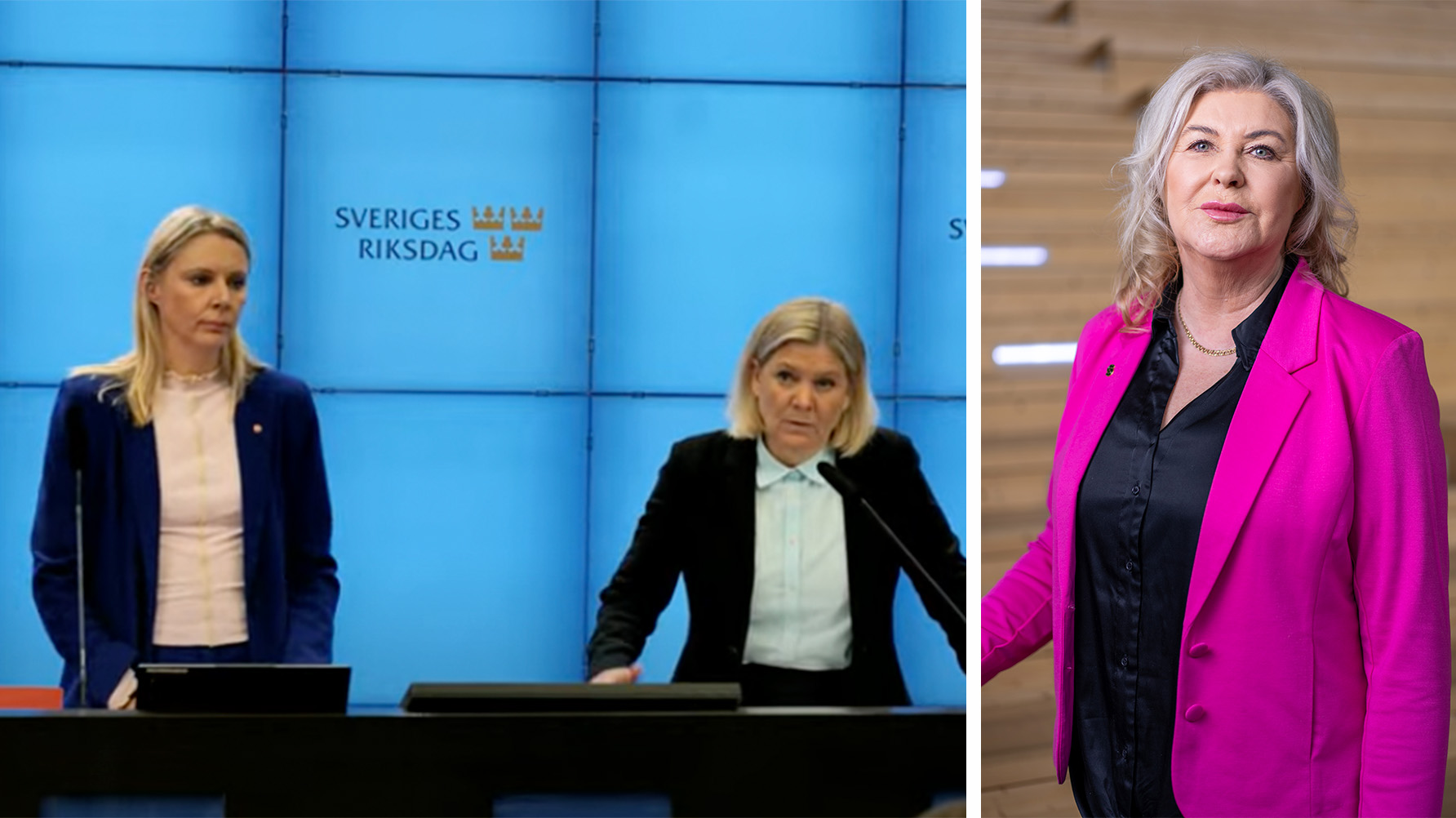 Åsa Westlund (S), Magdalena Andersson (S) och Ann-Charlotte Gavelin Rydman. Foto: Skärmdump/Ola Westerberg