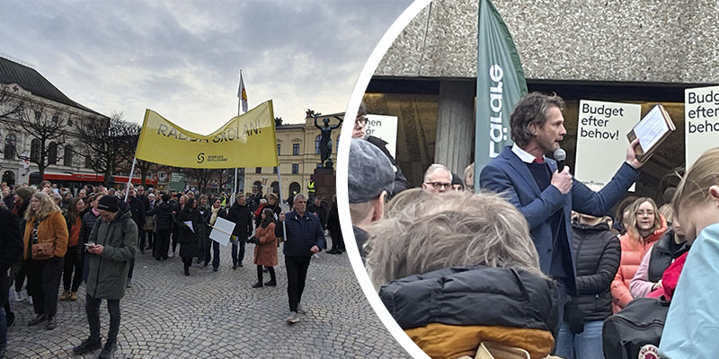 Henrik Fröling, ordförande Sveriges Skolledare i Karlstad, manifestation Karlstad foto privat